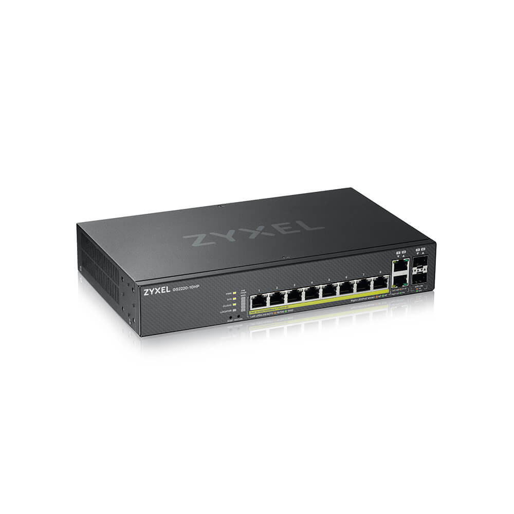 Zyxel GS2220-10HP 8-Port + 2x SFP/Rj45 Gigabit L2 managed PoE+ Switch