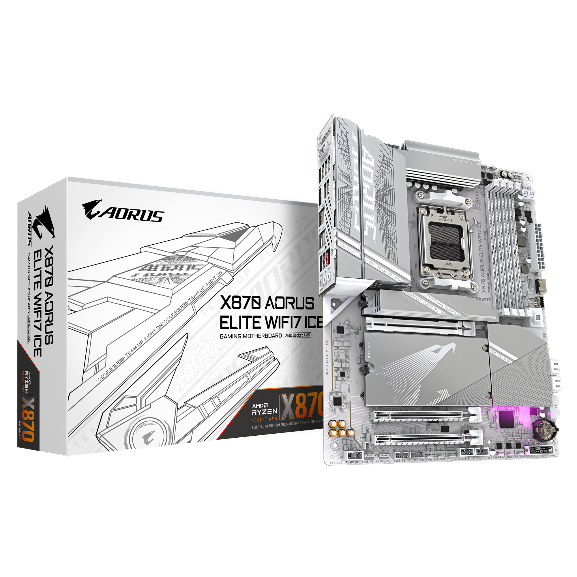 GIGABYTE X870 A ELITE WF7 ICE AM5 4xDDR5 ATX 2xHDMI USB WIFI MB