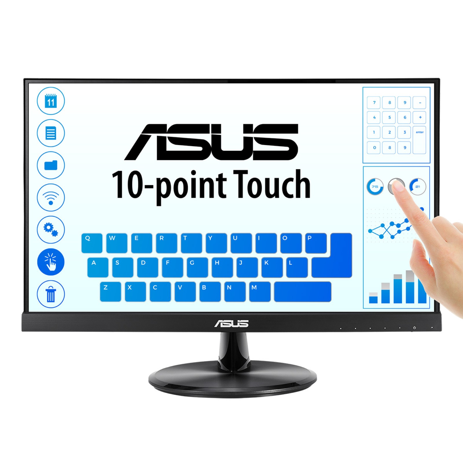 ASUS VT229H 54,61cm 21,5Zoll FHD 1920x1080 IPS 60Hz 16:9 Touch Monitor flicker free Blue light filter HDMI D-Sub Vesa 100x100