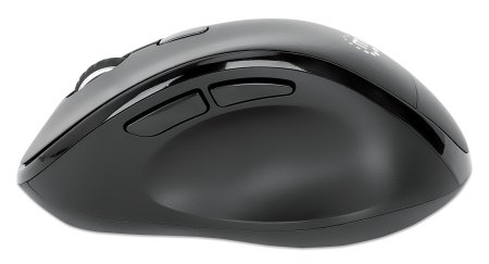 MANHATTAN Ergonomische Wireless Maus mit 2-in-1 USB-Empfänger USB-A- und USB-C-Kombiempfänger handgelenkfreundliche Kontur schwarz
