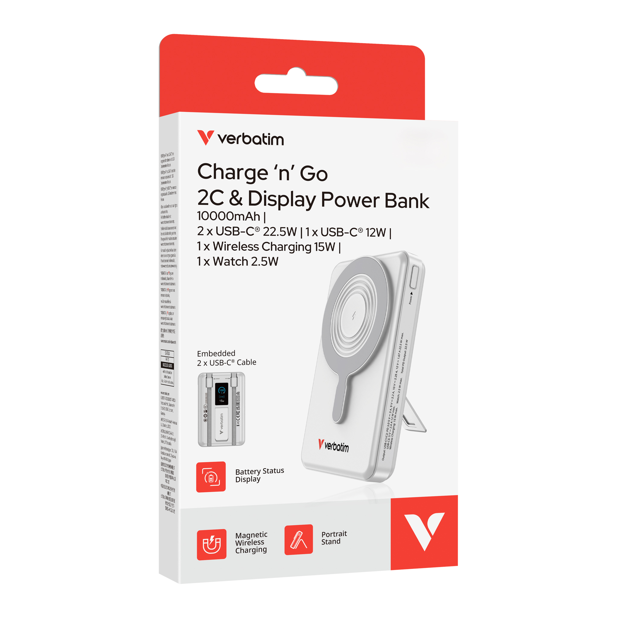 Verbatim Charge´n´Go Power Bank 2C & Display 10000mAh silver