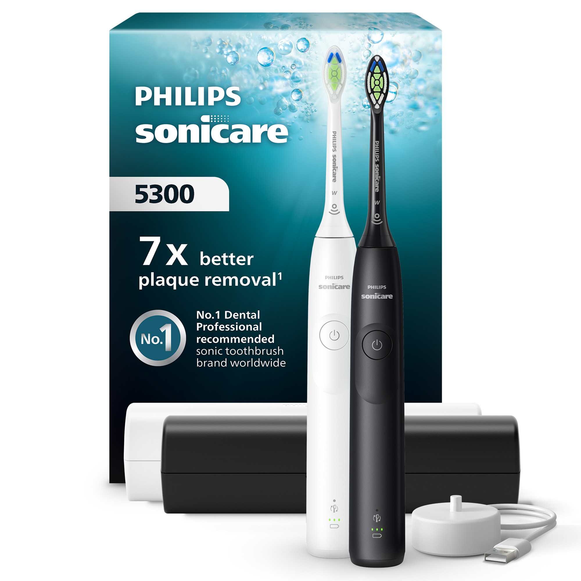 Philips HX7109/01 Sonicare 5300 elektr. Zahnbürste Doppelpack schwarz/weiß