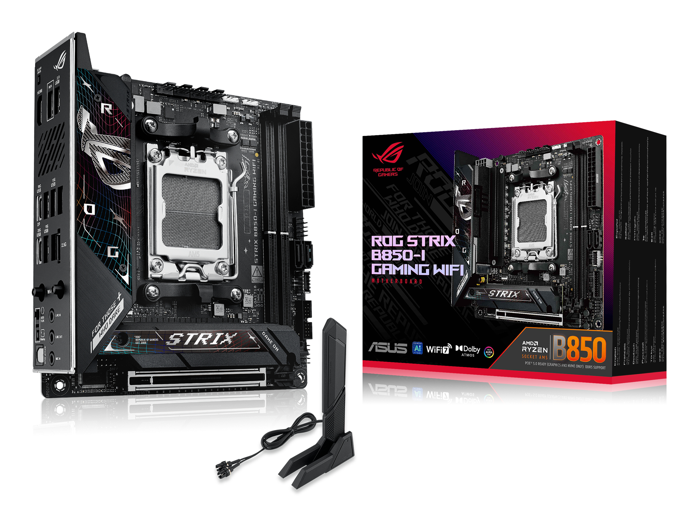 ASUS ROG STRIX B850-I GAMING WIFI AM5 DDR5 ATX MB 1xHDMI 2xM.2 2xSATA