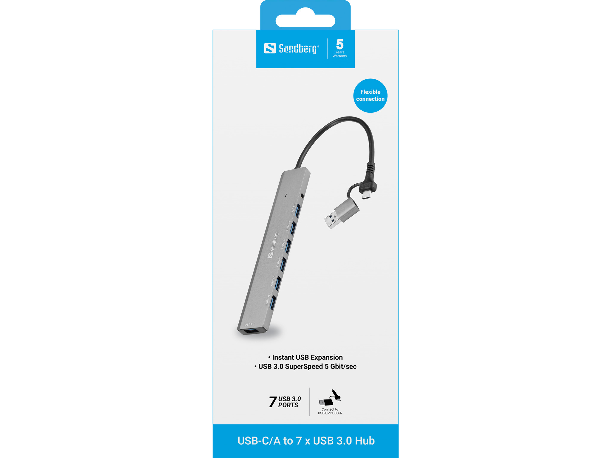 SANDBERG USB-C/A to 7 x USB 3.0 Hub
