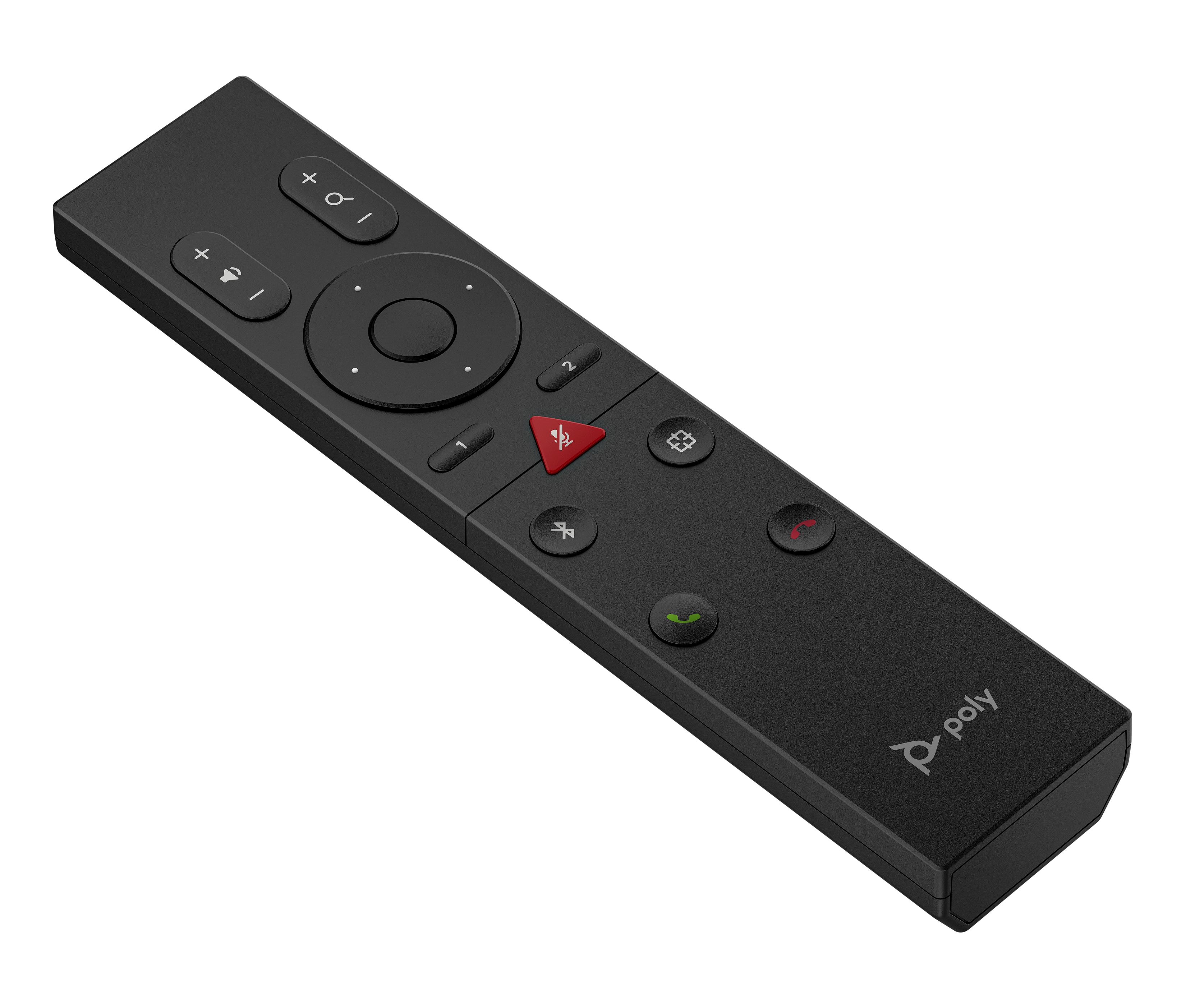 HP Poly Studio R30/Studio USB Bluetooth Remote Control for use with the Polycom Studio USB and R30. Includes 2 AAA batteries