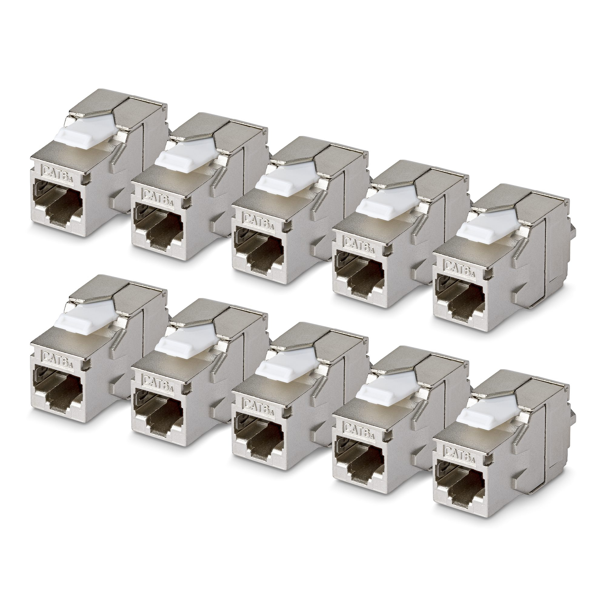 CAT6A KEYSTONE JACK 10-PACK 10-PACK180-DEGREE/TOOLLESS/SHIEL