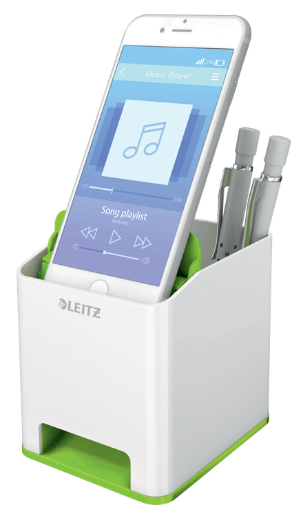 LEITZ Stiftehalter WOW Duo Colour perlweiß/grün Polystyrol 2 Fächer 9,0 x 10,1 x 10,0 cm