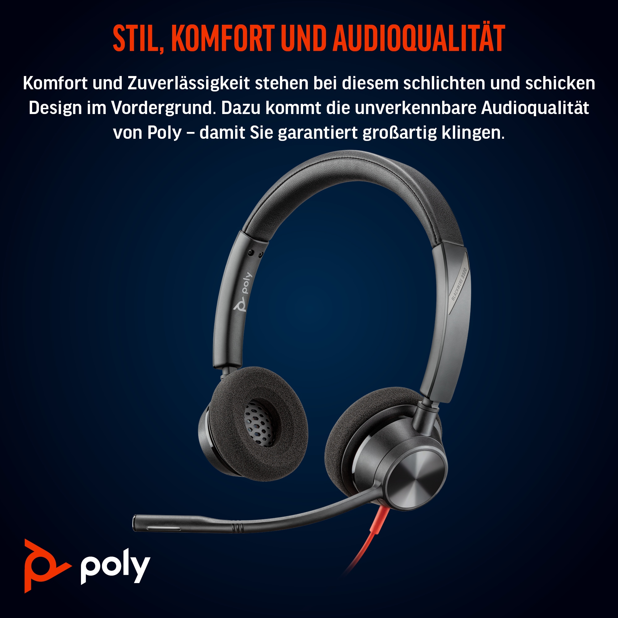 Poly Blackwire 3320 USB-C Stereo-Headset +USB-C/A-Adapter