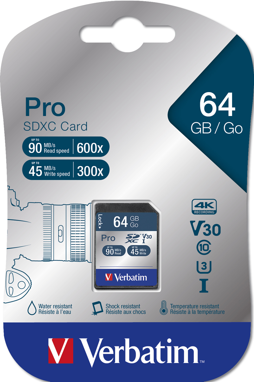 SD Card 64GB Verbatim SDHC PRO UHS-I Class 10
