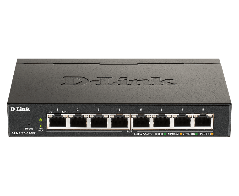 Switch 190mm D-Link DGS-1100-08PV2 8*GE PoE retail