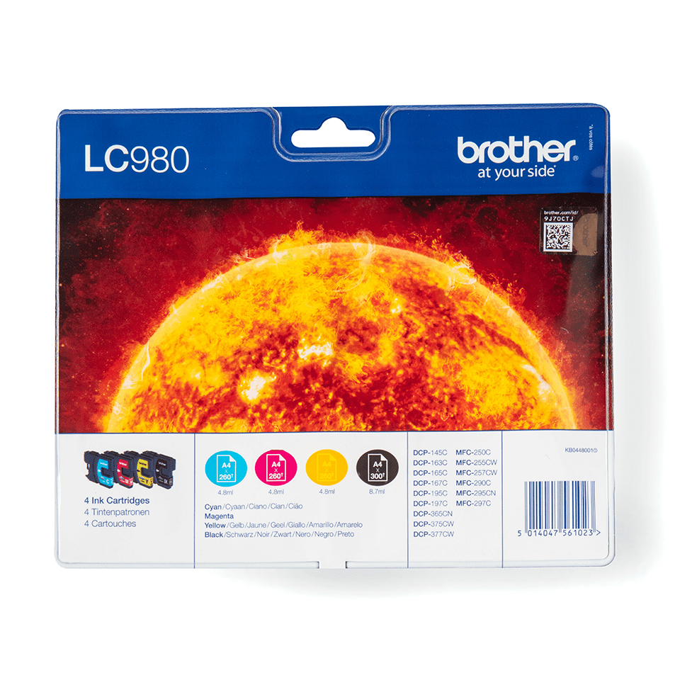 brother LC-980BK/C/M/Y schwarz, cyan, magenta, gelb Druckerpatronen, 4er-Set