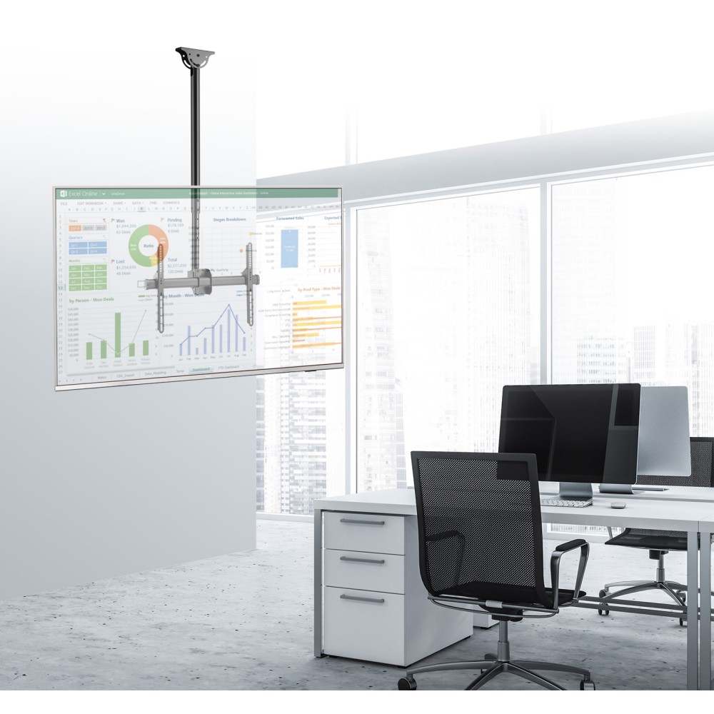 Techly Teleskop Uni. Deckenhalterung für 1LED LCD TV 37-70