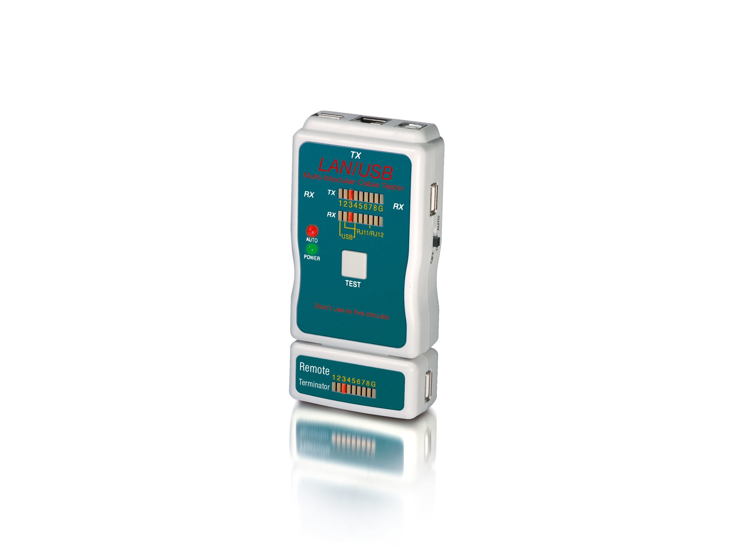 Equip Kabeltester für RJ45/RJ12/RJ11/USB/BNC/RCA/+ schwarz