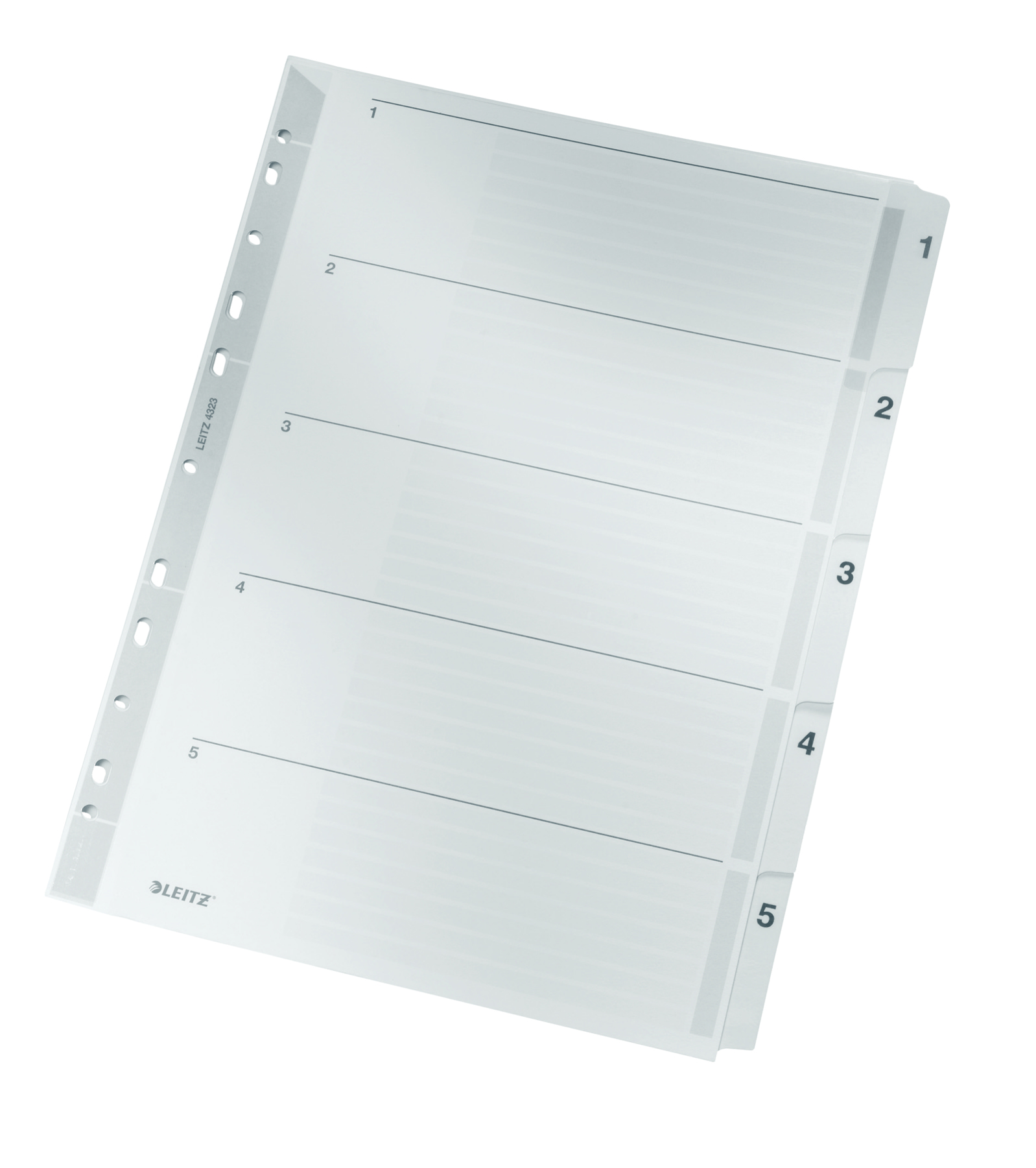 LEITZ Ordnerregister DIN A4 Vollformat 1-5 grau 5-teilig, 1 Satz