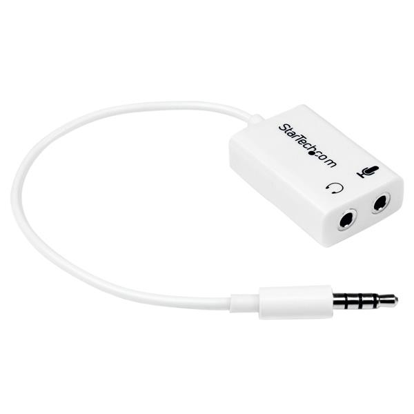 StarTech.com 3,5 mm Klinke Audio Y-Kabel 4-pol auf 3-pol Weiß