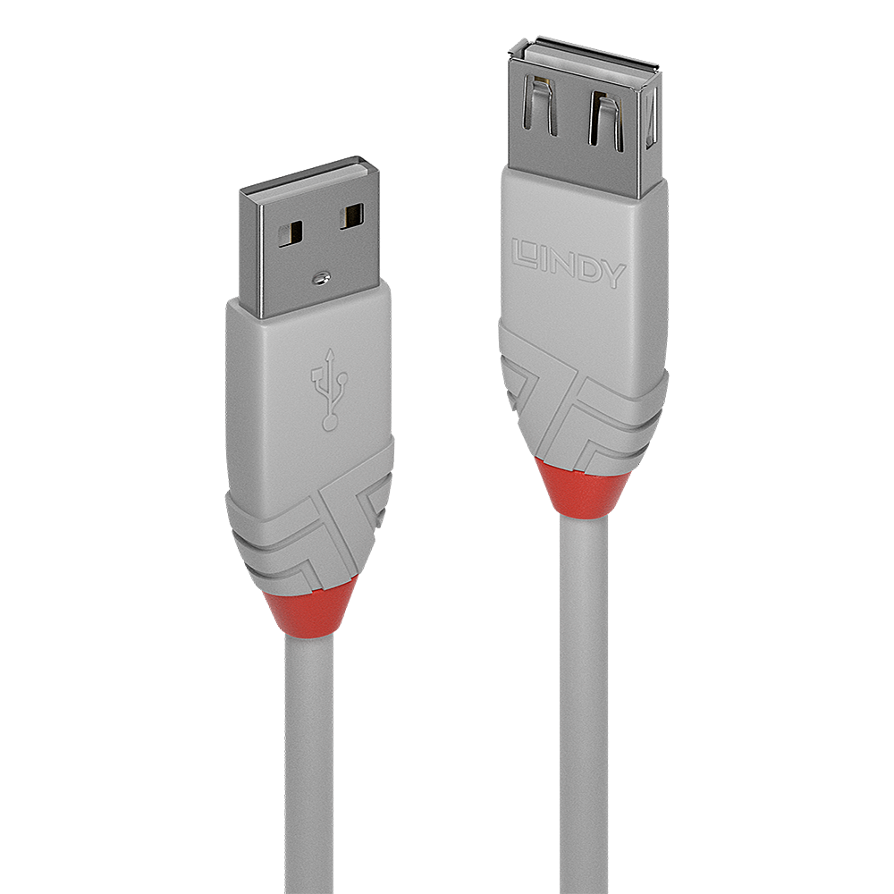 0.2M USB 2.0 TYP A GRAU VERLNGERUNGSKABEL ANTHRA LINE