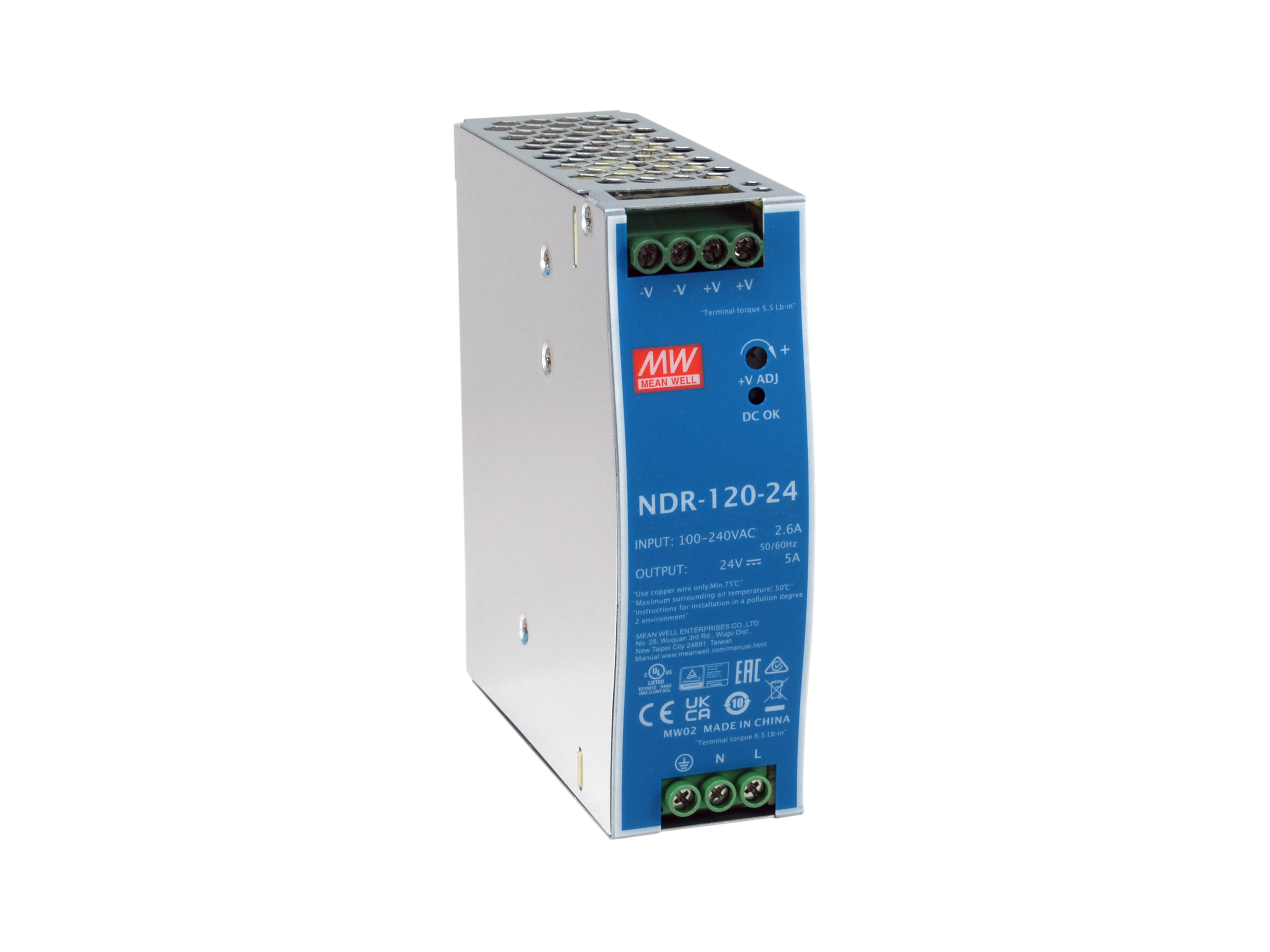 LevelOne Industrie Netzteil 24VDC/120W+DIN-Schiene silber