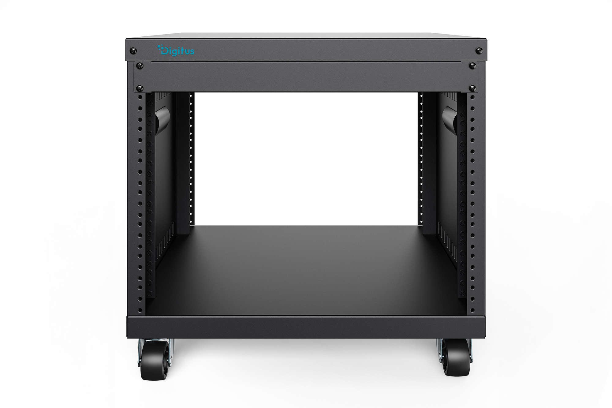 19 RACK MIT CASTORS 8HE BLACK 420X507X460MM TAPPED HOLES