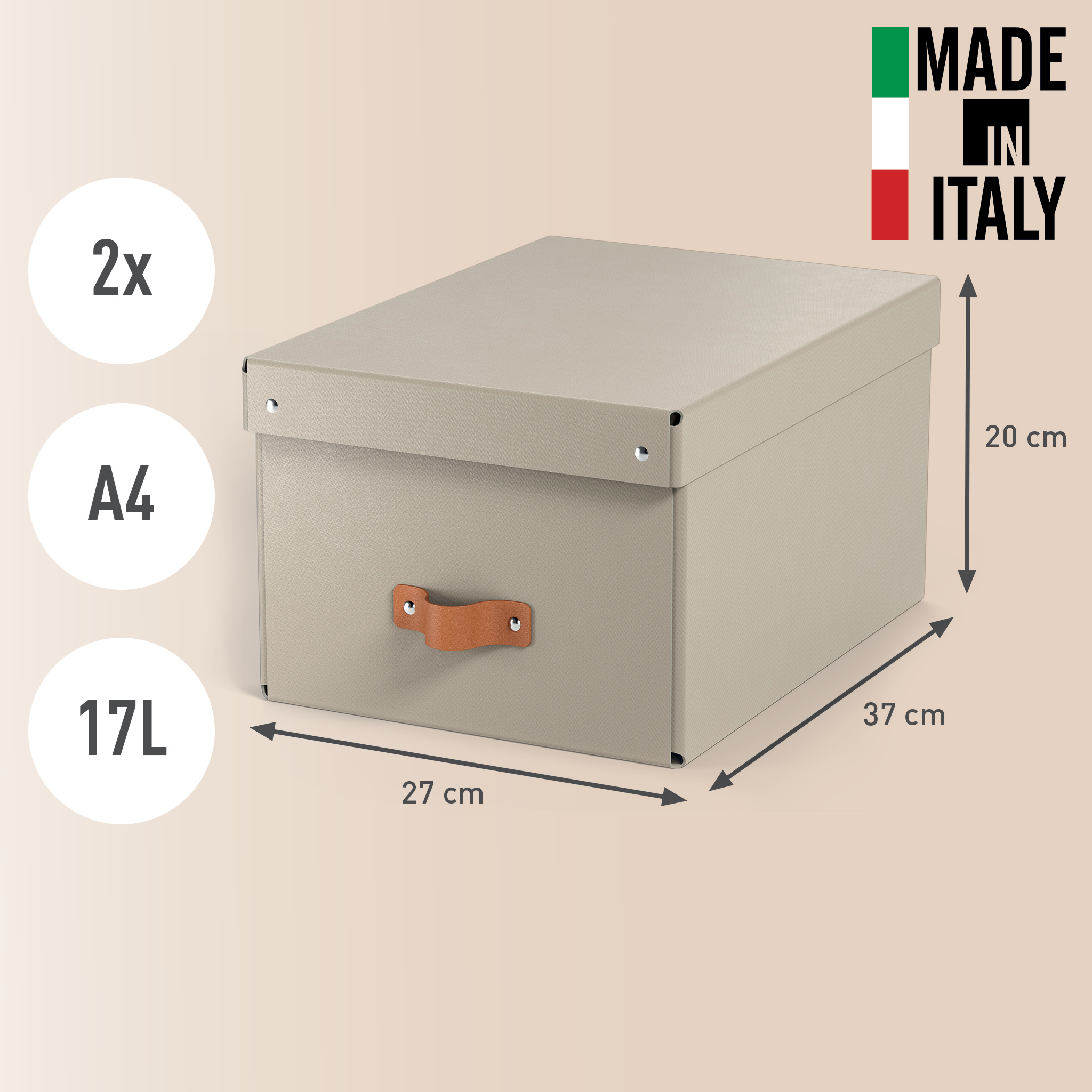 LEITZ Puro Aufbewahrungsboxen 17,0 l beige 27,0 x 37,0 x 20,0 cm, 2 St.