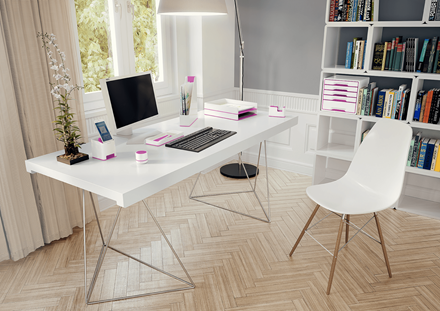LEITZ Tischabroller WOW Duo Colour perlweiß/pink