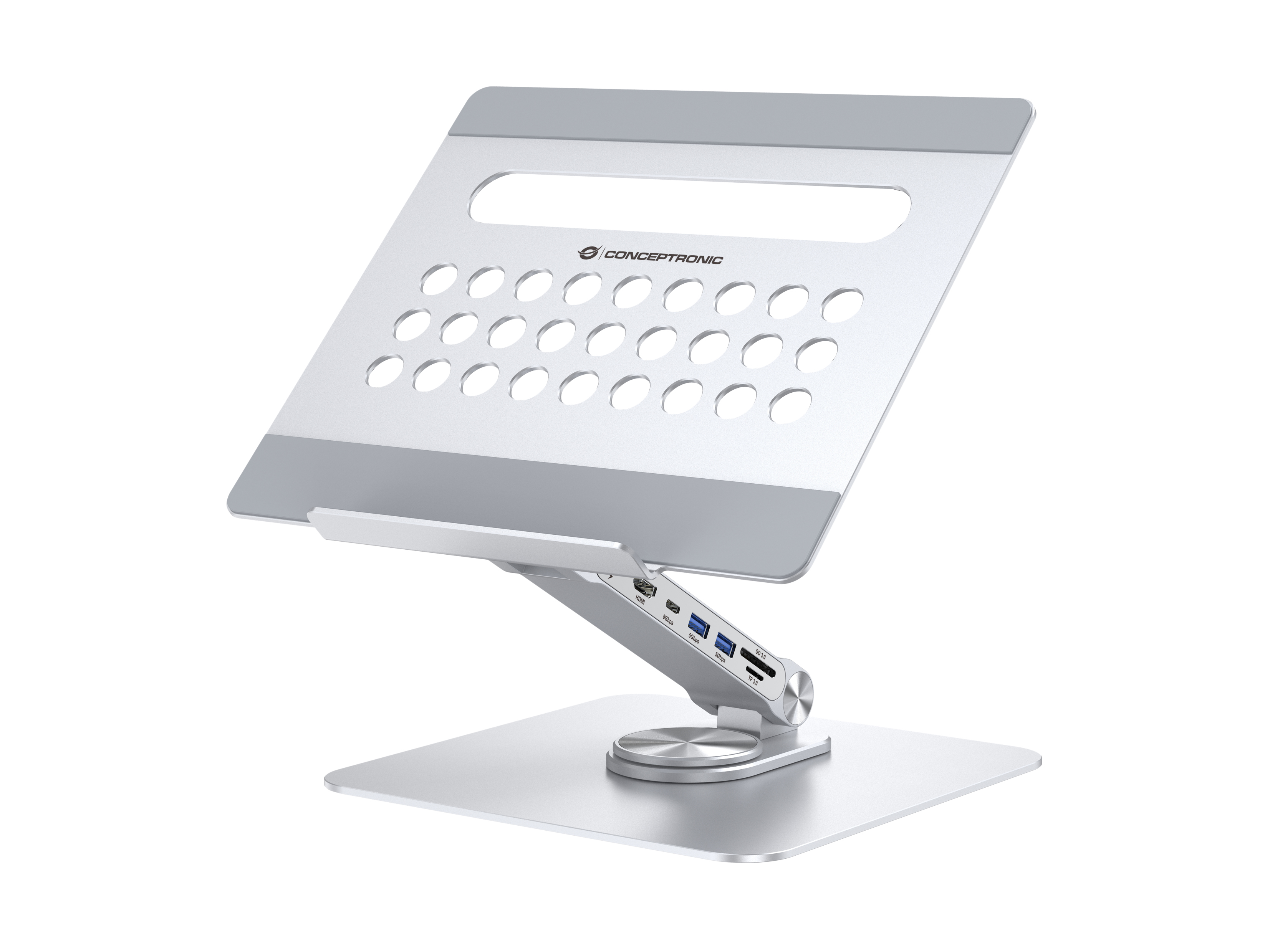 CONCEPTRONIC Laptop Halterung + 7-in-1 Docking silber