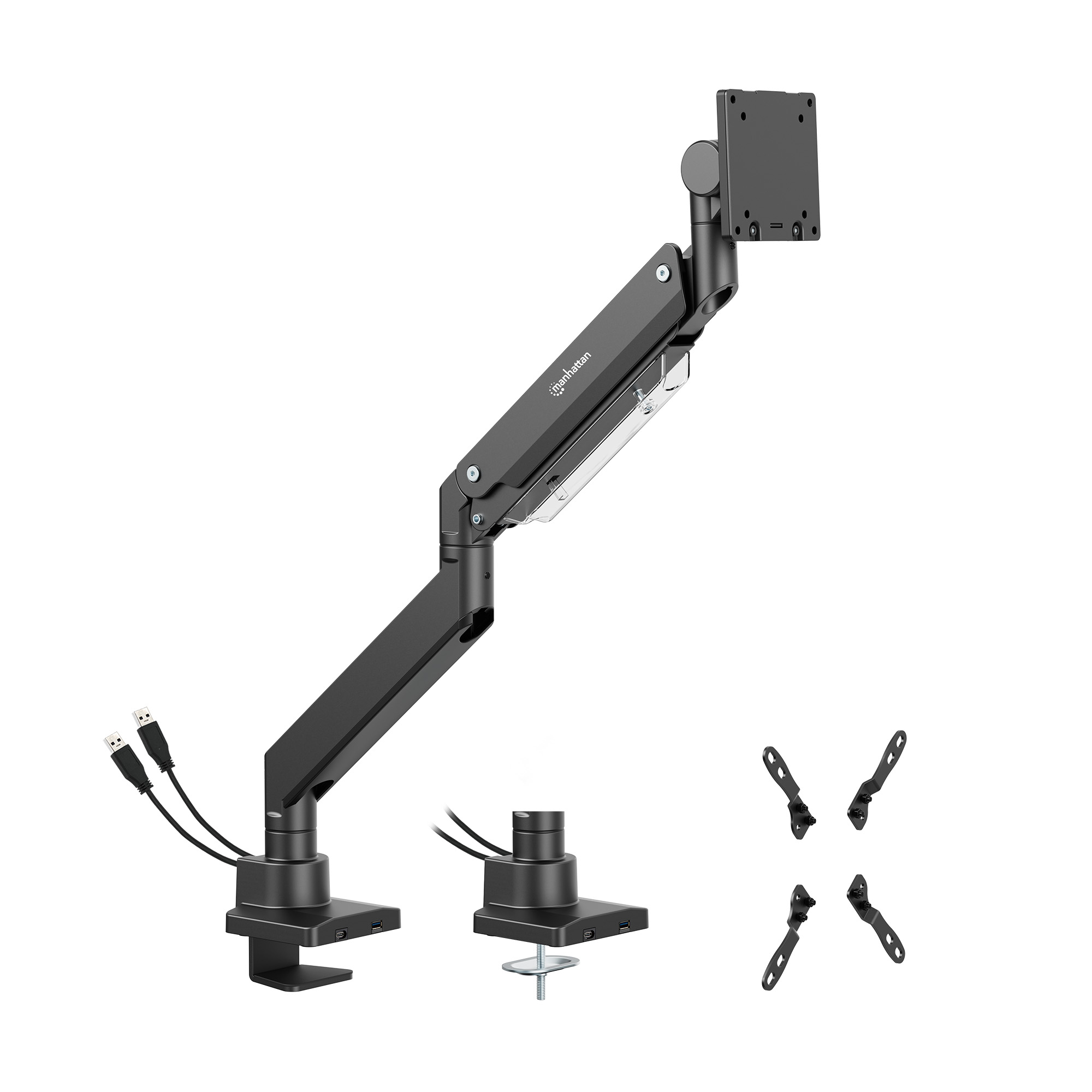 MANHATTAN Tischhalterung 1 Monitor 17-57 27kg mit USB Ports