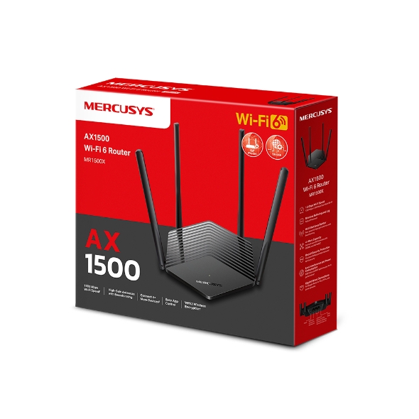 Mercusys Router MR1500X Wi-Fi 6 (Dual-Band 2,4 GHz/5 GHz)