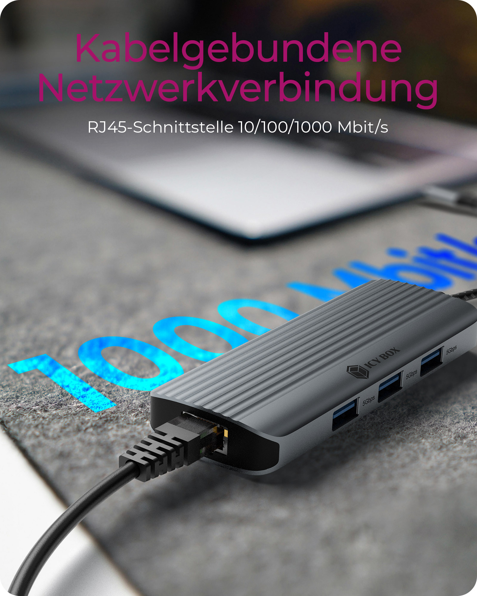Dockingstation IcyBox 6 in 1 1xHDMI 4K60Hz, 3x USB-A