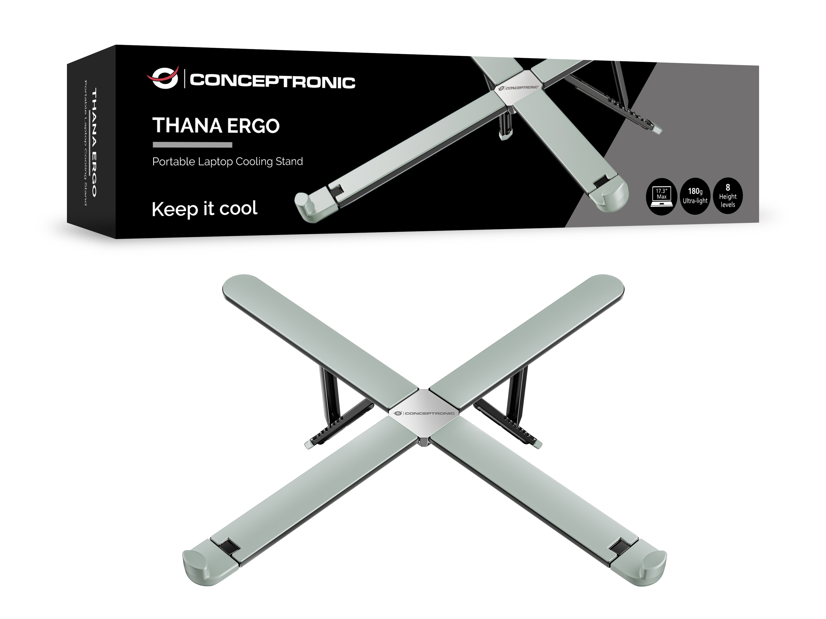 CONCEPTRONIC Laptop-Stand 5kg ERGO tragbar 17.3sil