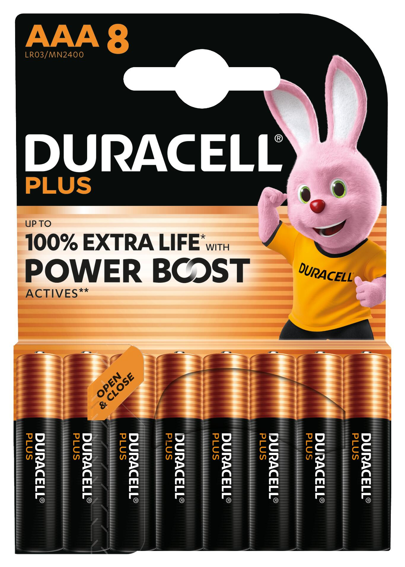 DURACELL Batterien PLUS Alkali-Mangan Micro AAA 1,5 V, 8 St.