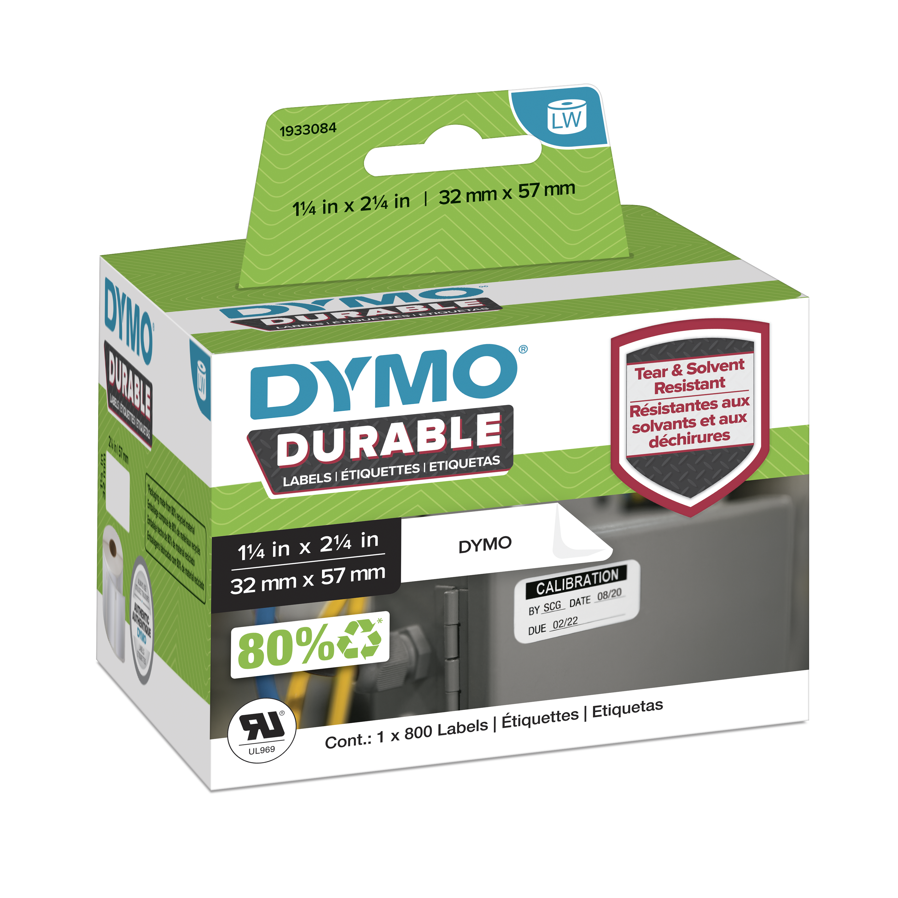 DYMO Etikettenrolle für Etikettendrucker 1933084 weiß, 57,0 x 32,0 mm, 1 x 800 Etiketten