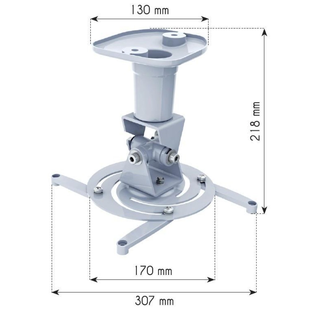 TECHLY Universal Deckenhalterung fuer Beamer und Projektoren bis 10Kg Vollbeweglich durch vier Halterungsarme