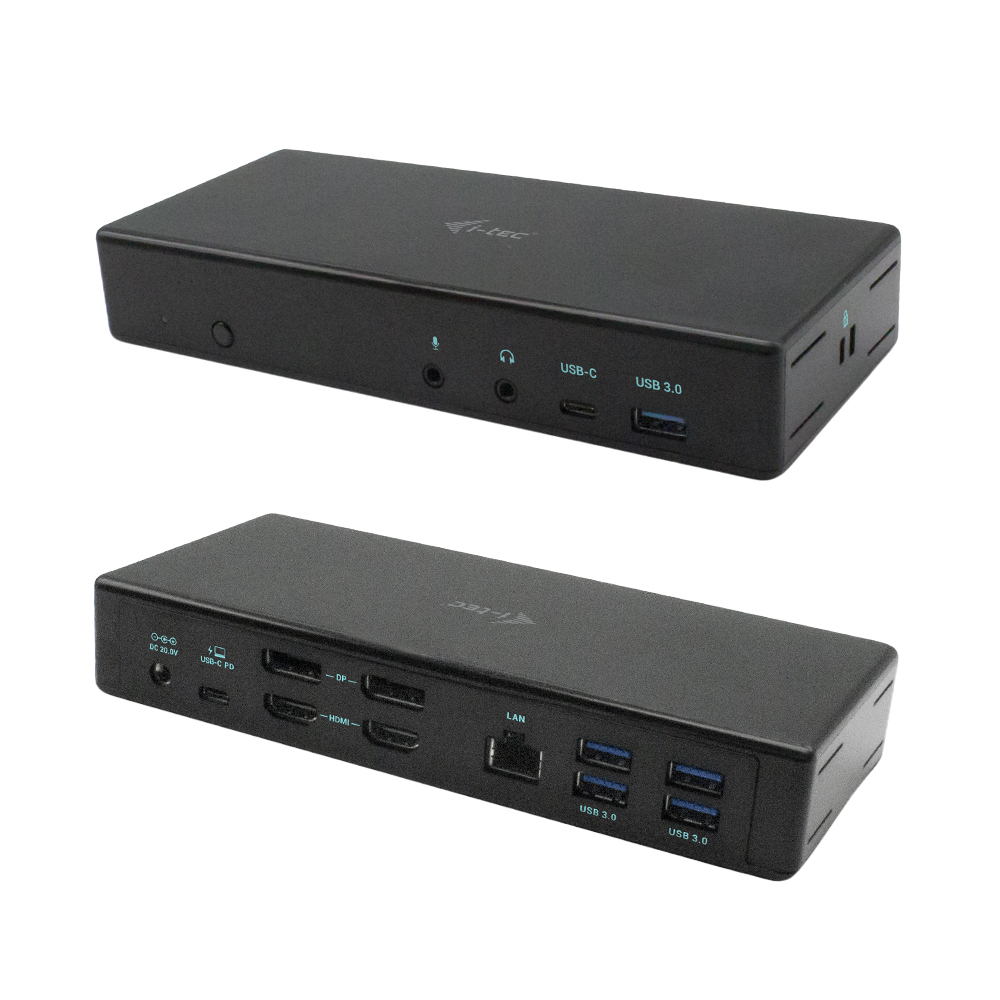 I-TEC USB-C Quattro Display Docking Station 2x DP 2x HDMI 1xGLAN 5x USB 3.0 1x USB-C-Datei 1x Audio 1x Mic 85W PD KL