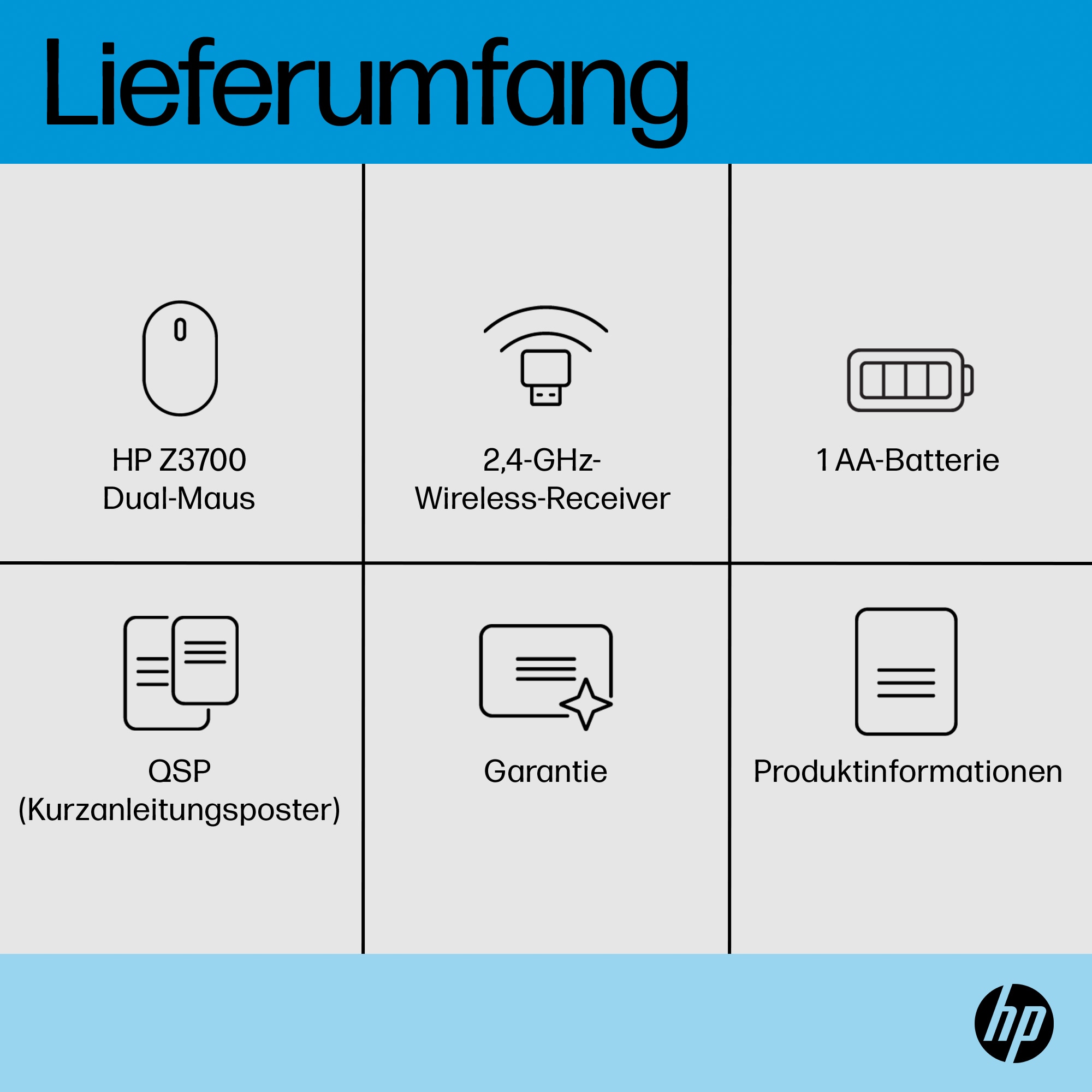 HP Z3700 Dual Silver Wireless Mouse EURO (P)