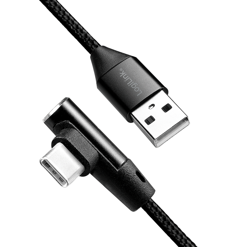 Logilink USB-Stecker USB 2.0 zu USB-C (90° gewinkelt) 0,3m