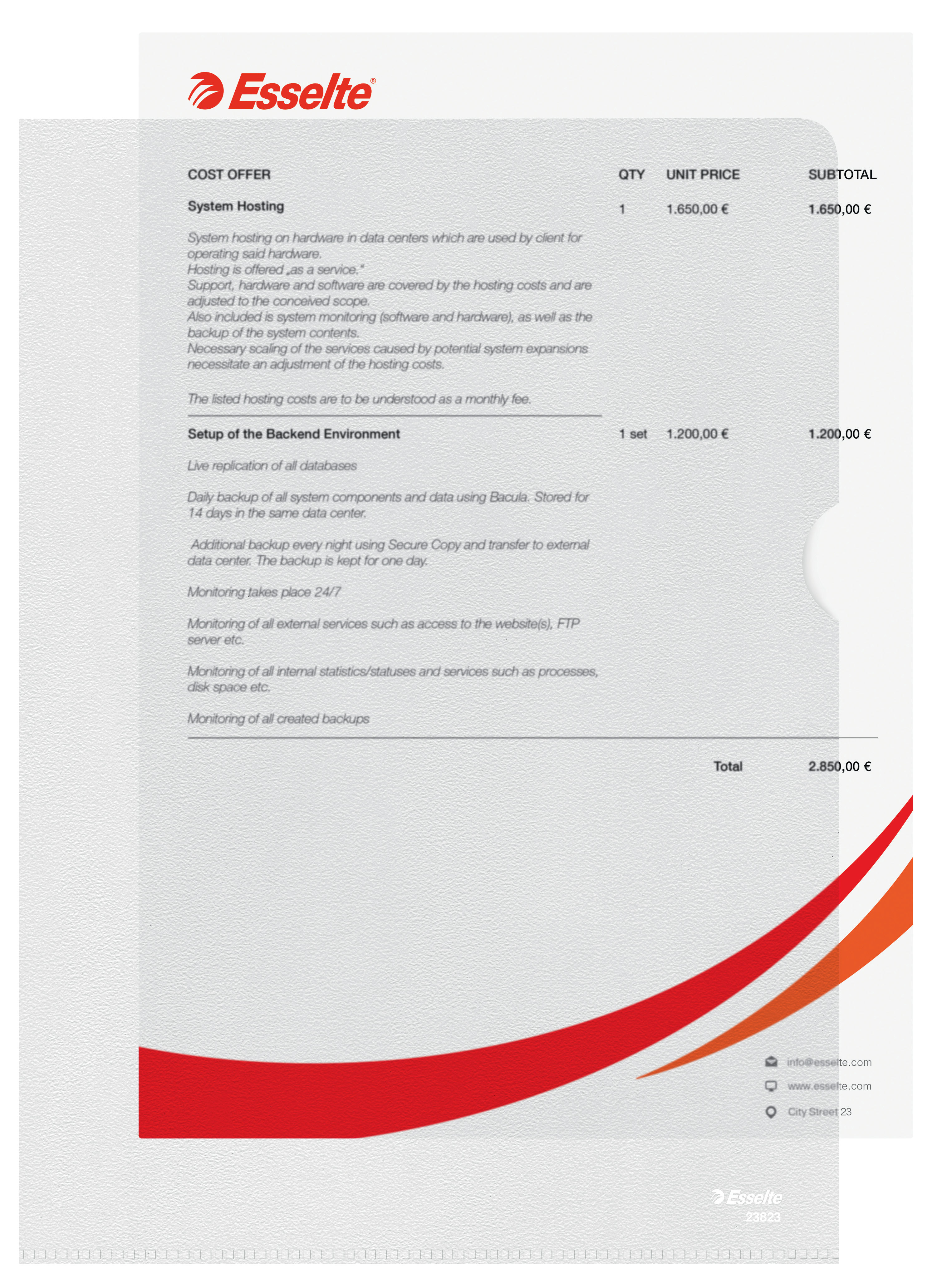 Esselte Sichthüllen 23823 DIN A4 transparent genarbt 0,12 mm, 100 St.