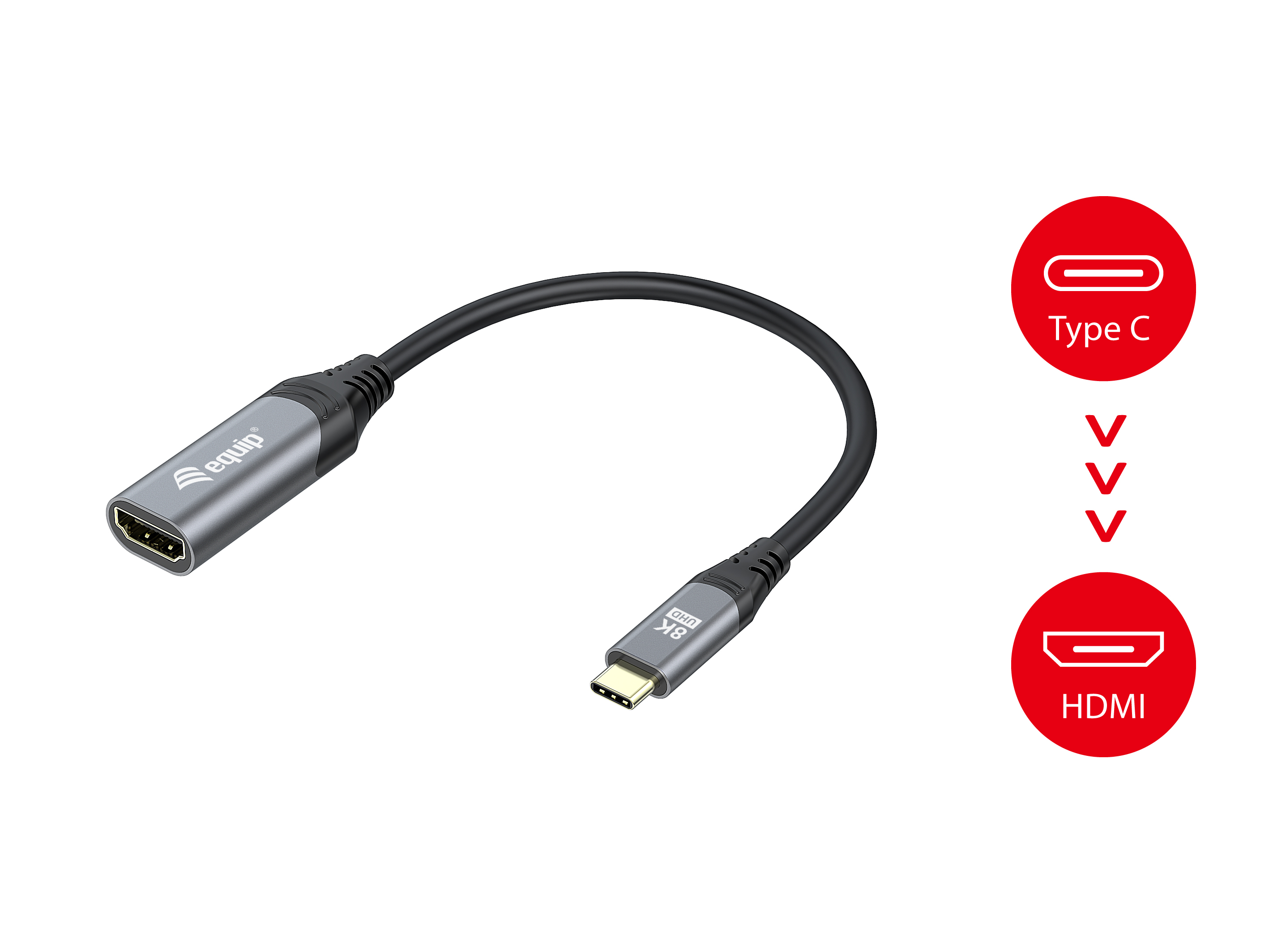 Equip Adapter USB-C->HDMI2.1 St/Bu 8K/ 60Hz 0.15m PVC