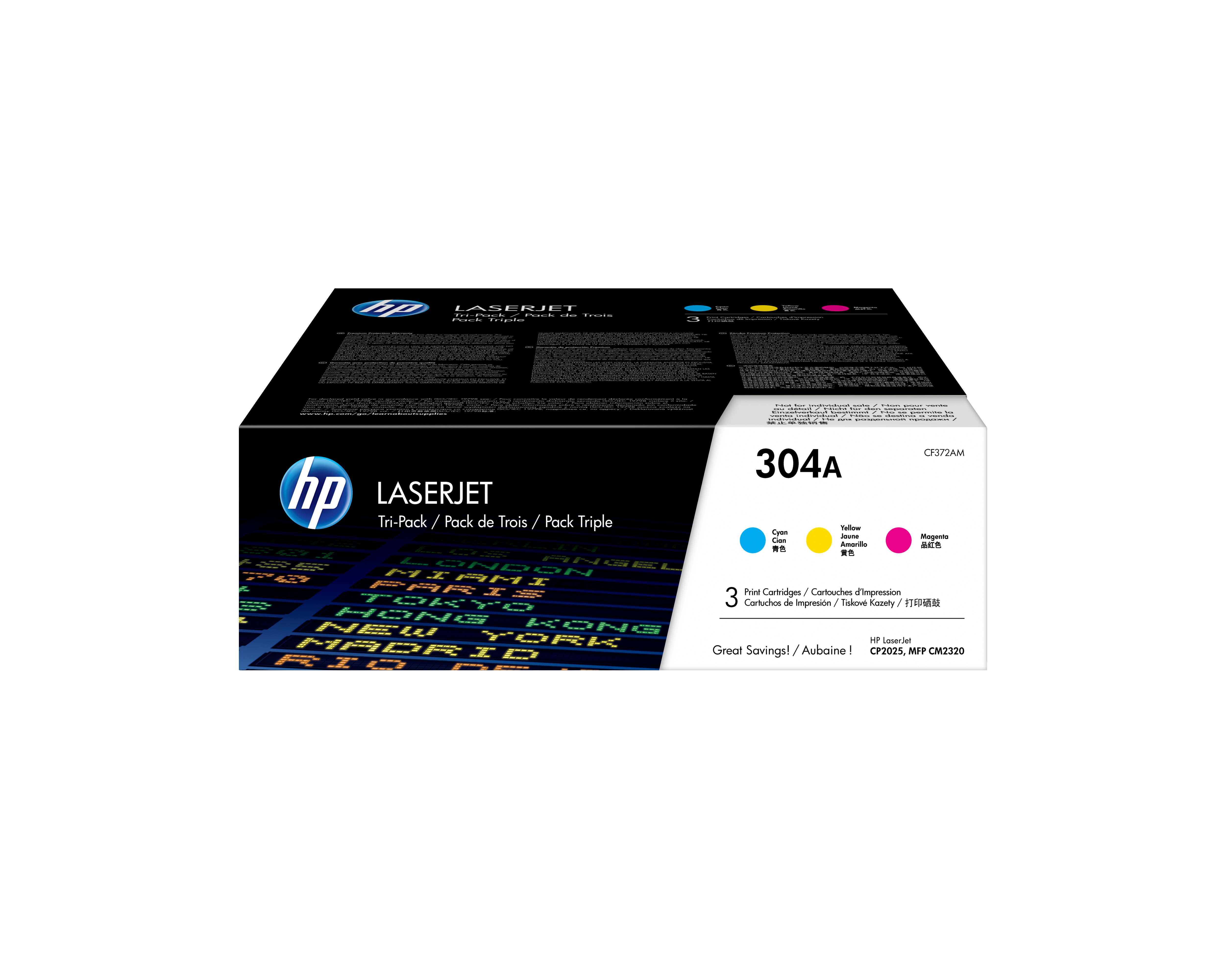 HP 304A original Toner cartridge CF372AM cyan magenta yellow standard capacity 3 x 2.800 pages 3-pack