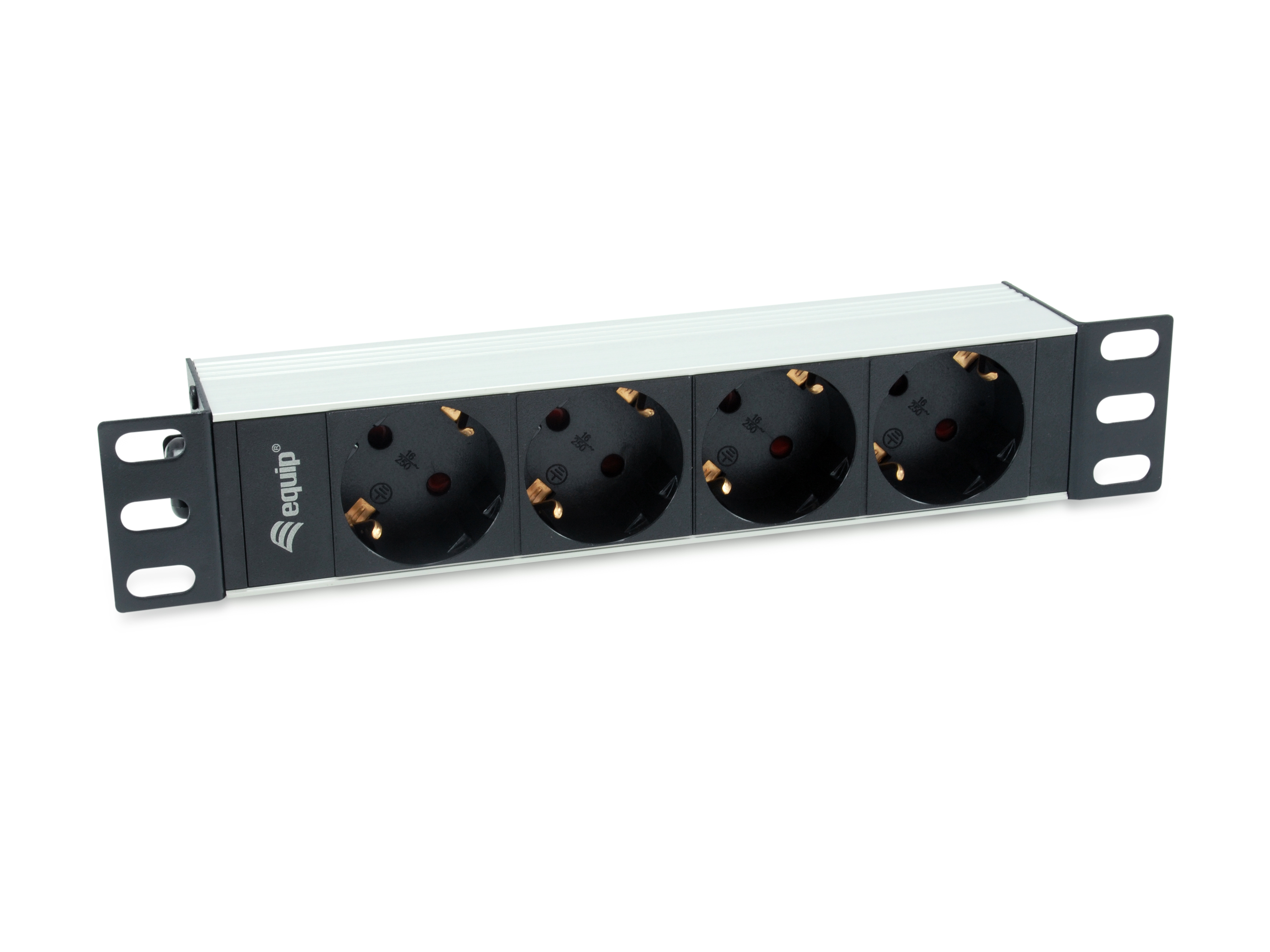 Equip 10 Steckdosenleiste 4xSchuko->St.90° si. Alu.