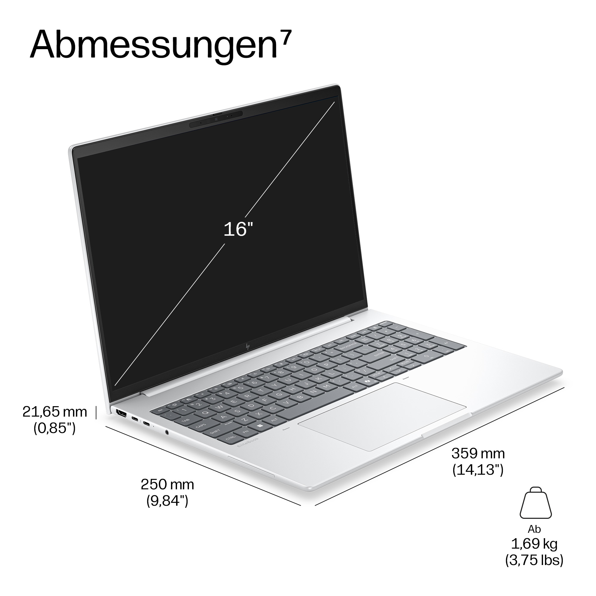 HP EliteBook 8 G2i Intel Core Ultra 7 356H 40,64cm 16Zoll WUXGA 32GB 1TB/SSD LTE 5G W11P 3J Gar (DE)