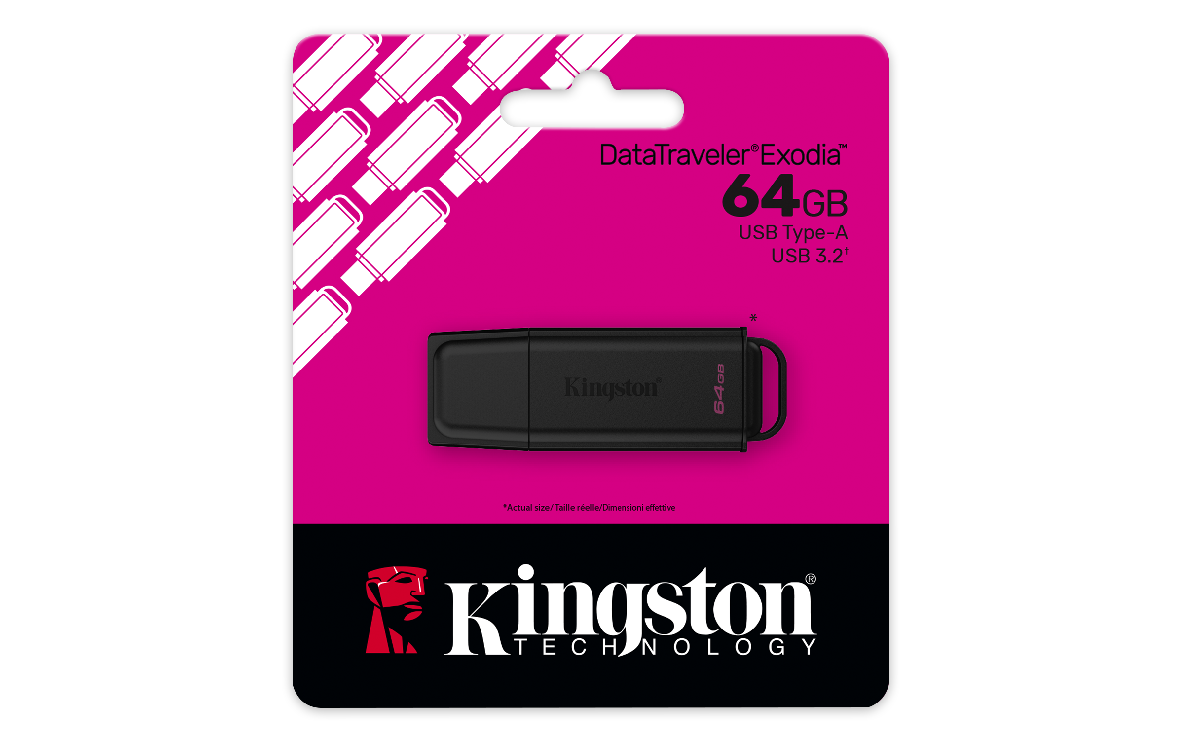 64GB PORTABLE USB 3.2 GEN 1 DATATRAVELER EXODIA BLACK