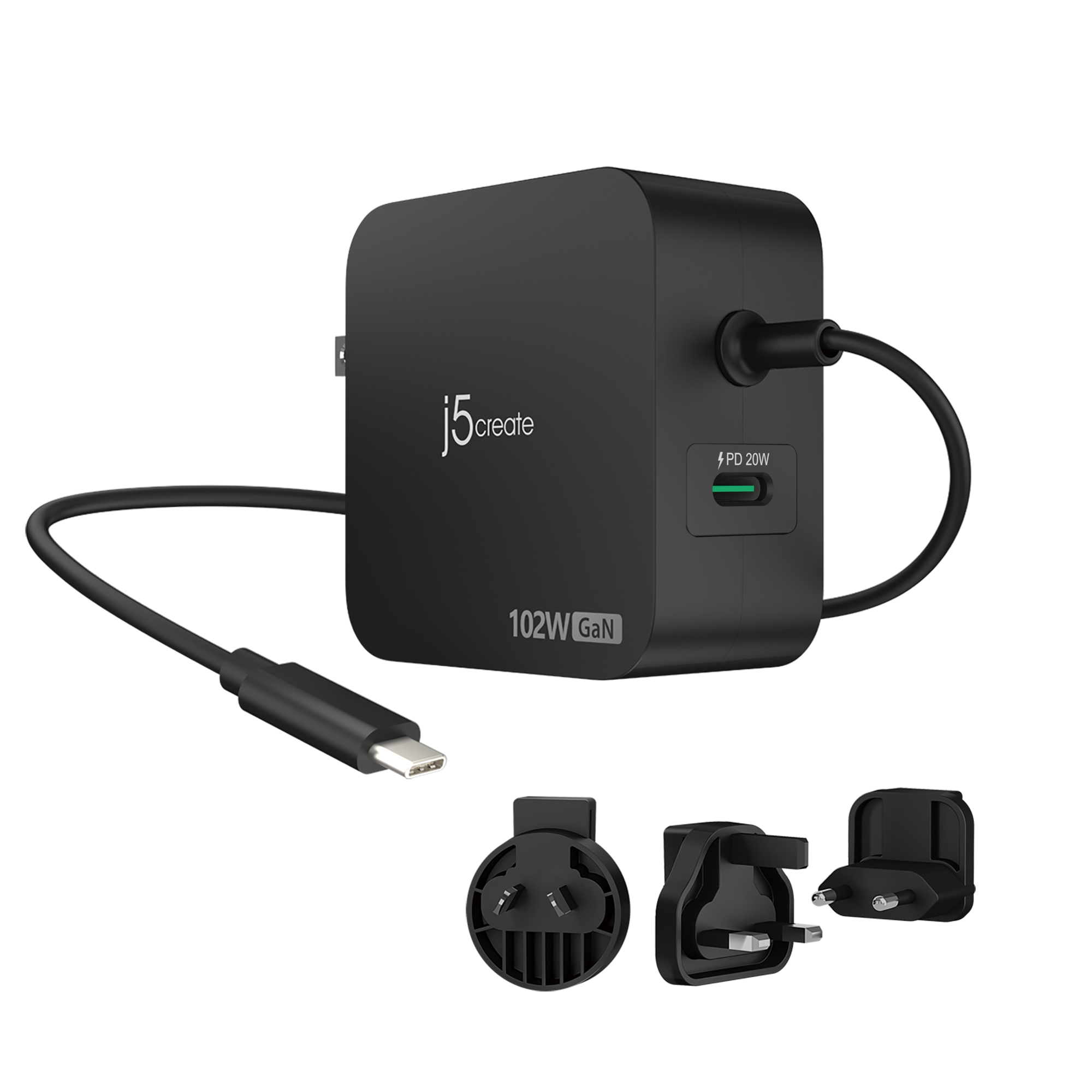 102W GAN PD USB-C 2-PORT CHARGER CHANGEABLE AC PLUGS