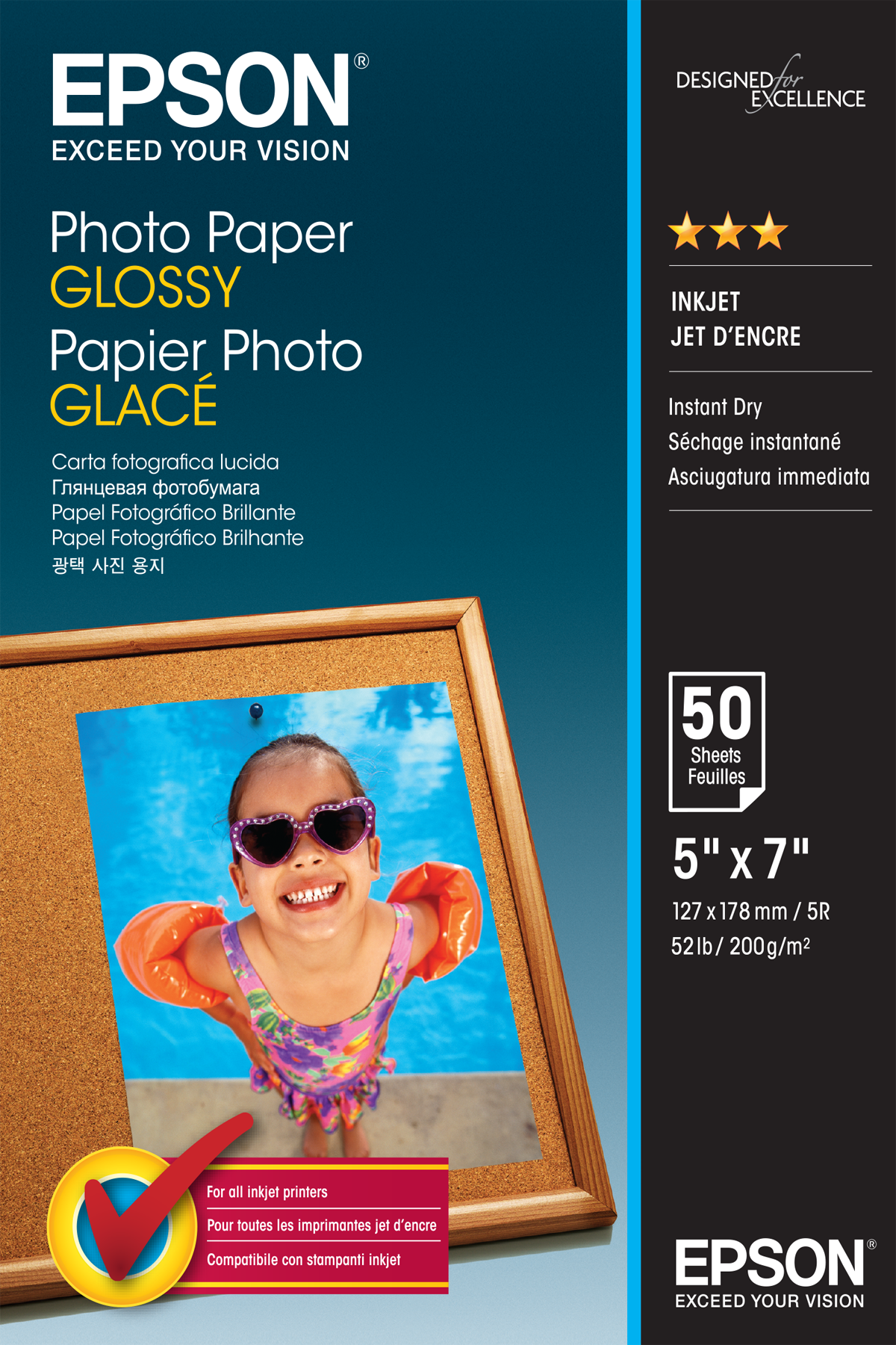 EPSON Fotopapier S042545 13,0 x 18,0 cm glänzend 200 g/qm 50 Blatt