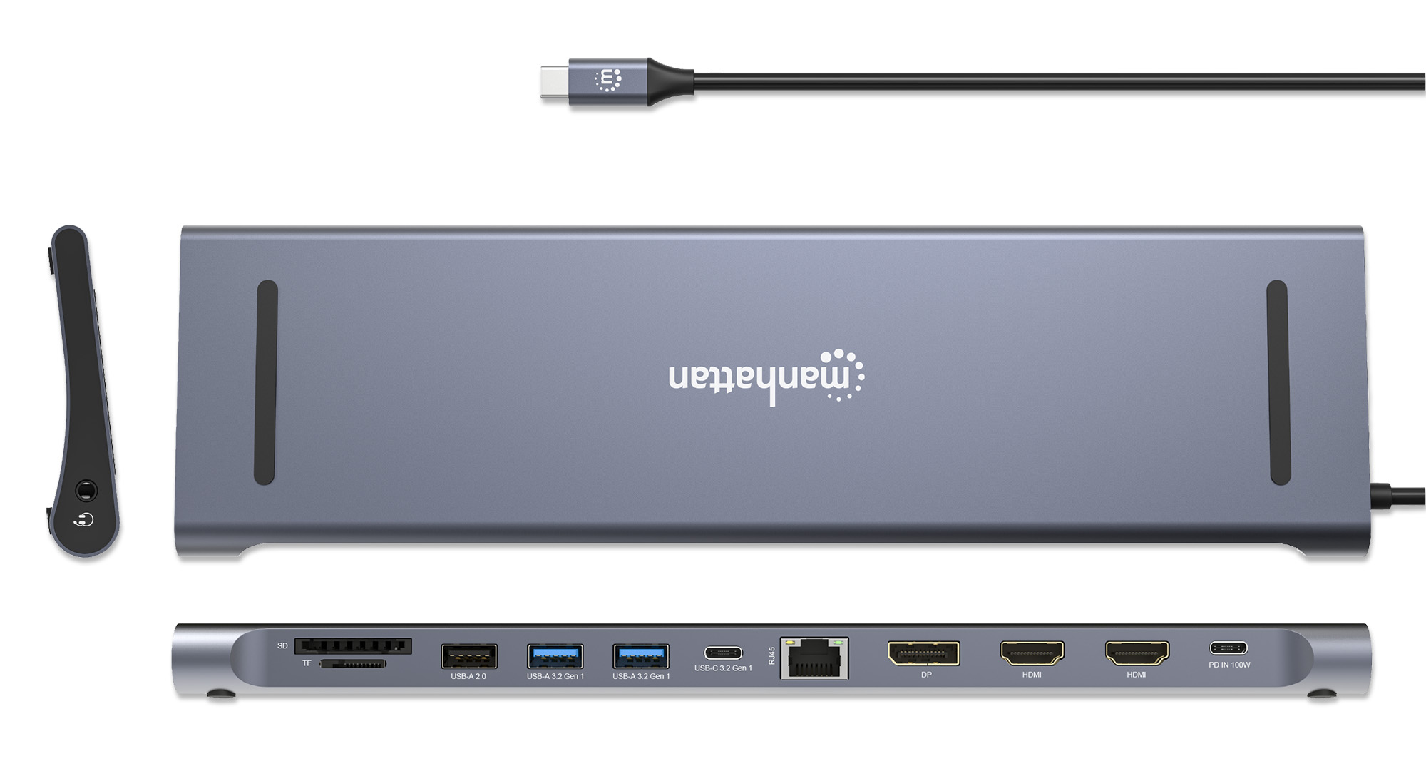 MANHATTAN Dockingstation 12-in-1 4K 1xHDMI 2xDP 3xUSB-A