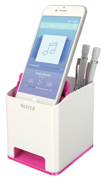 LEITZ Stiftehalter WOW Duo Colour perlweiß/pink Polystyrol 2 Fächer 9,0 x 10,1 x 10,0 cm