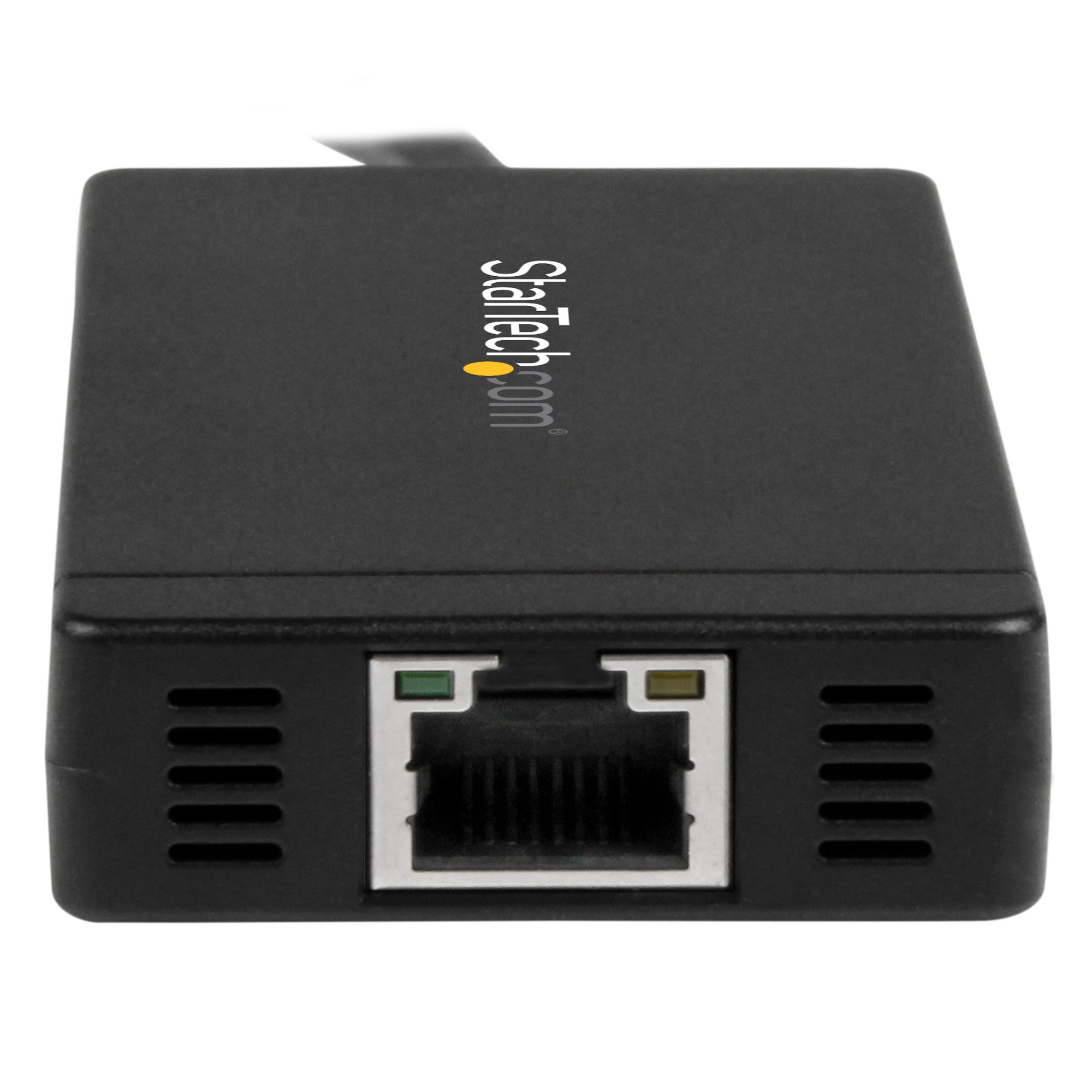 STARTECH.COM 3 Port USB 3.0 Hub mit USB-C und Gigabit Ethernet - inklusive Netzteil - USB C Hub - USB Typ-C Hub mit GbE - USB Ty