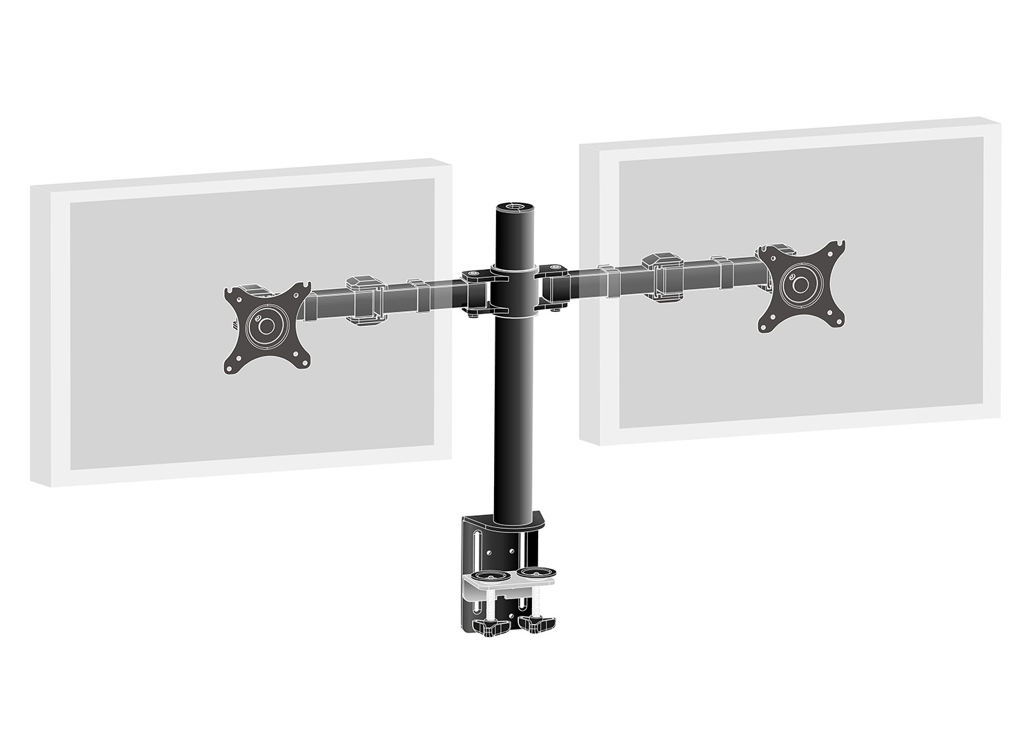 DUAL DESKTOP ARM CLAMP 10-30IN 100X100 HAS 10KG