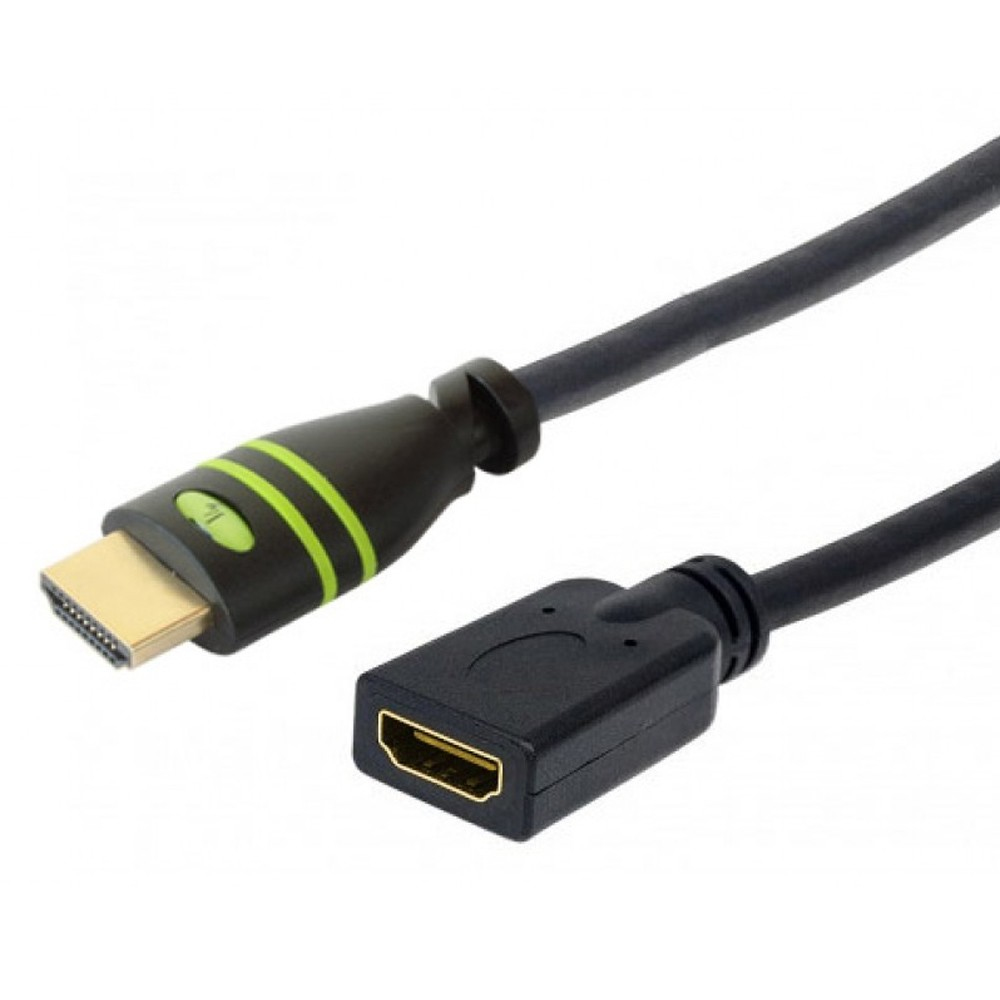TECHLY HDMI High Speed Verlaengerungskabel 1m schwarz mit Ethernet 4K 30Hz 19pol.HDMI Stecker auf 19pol.HDMI Buchse mit Goldkontakte