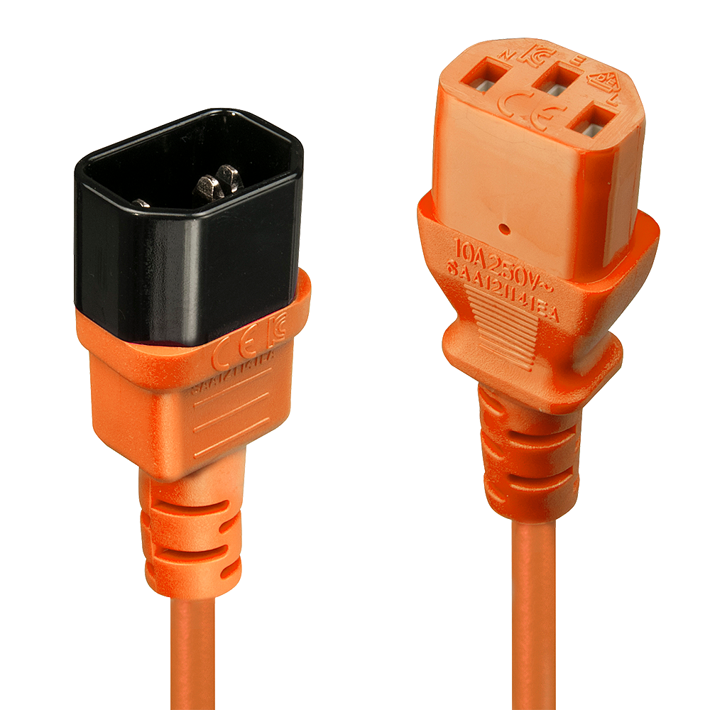 LINDY IEC-Netzverlängerung C14 - C13 orange 1m