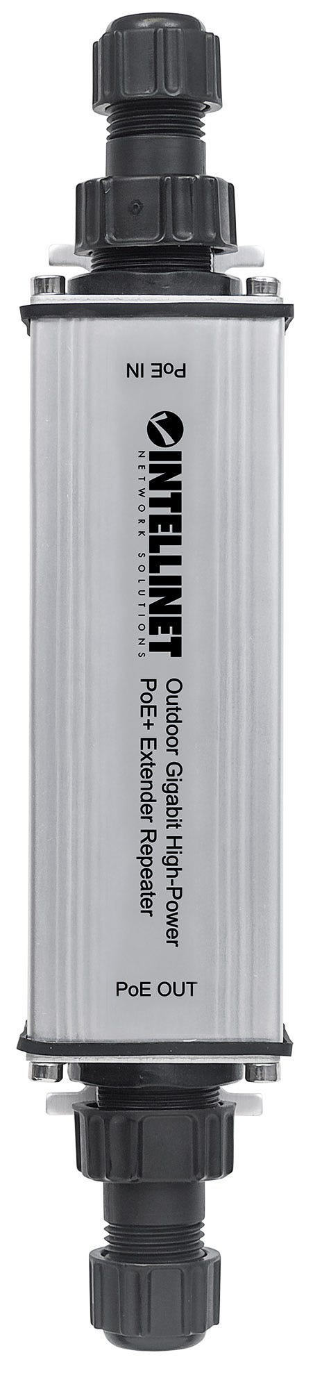 INTELLINET Outdoor Gigabit PoE+ Extender IEEE 802.3at/af verlaengert die Reichweite einer PoE-Verbindung um 100m Metall IP65